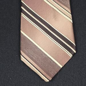 DESIGNER COLLECTION Men's Brown Striped Necktie Classic Width